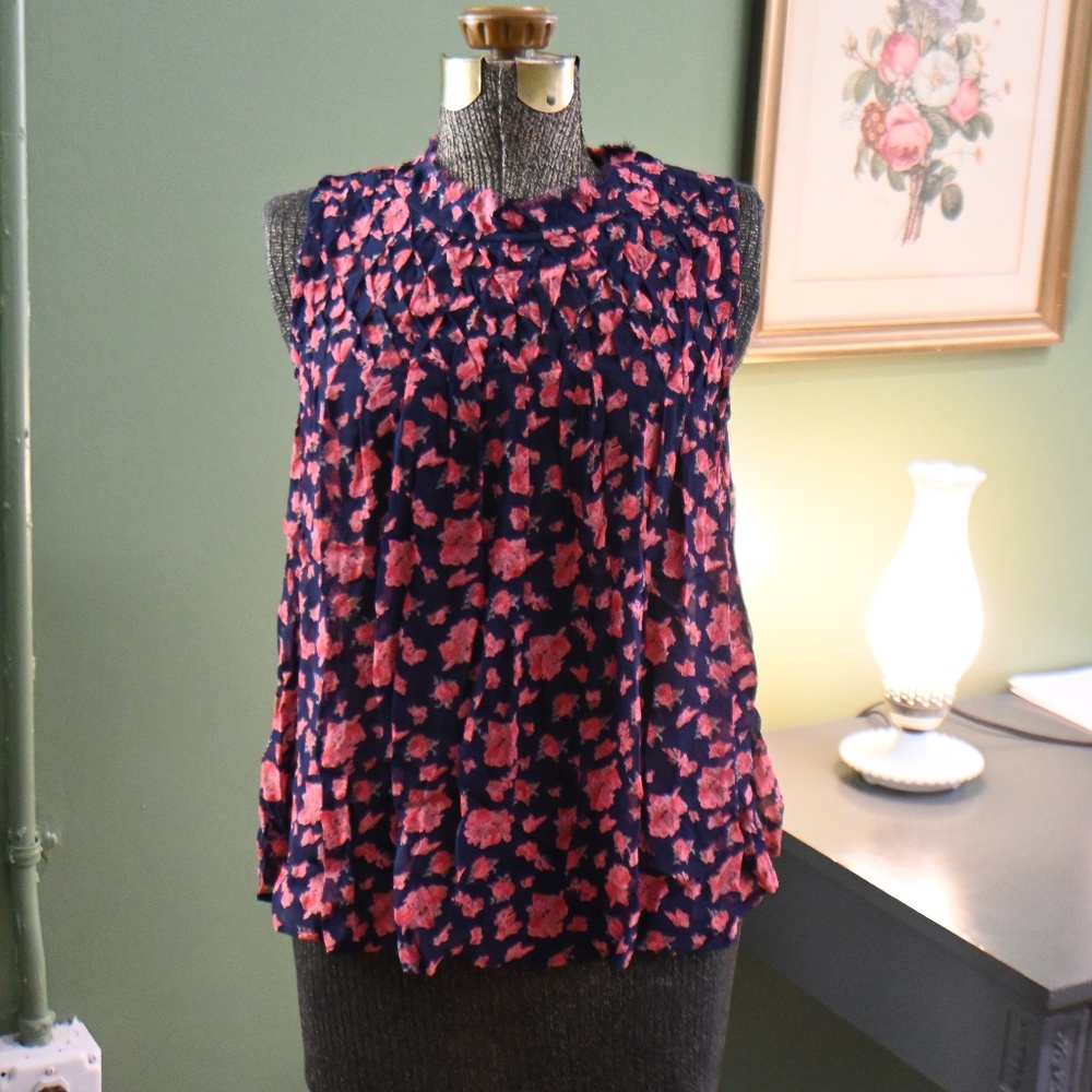 NWT Lucky Brand Pleated Floral Tank Top